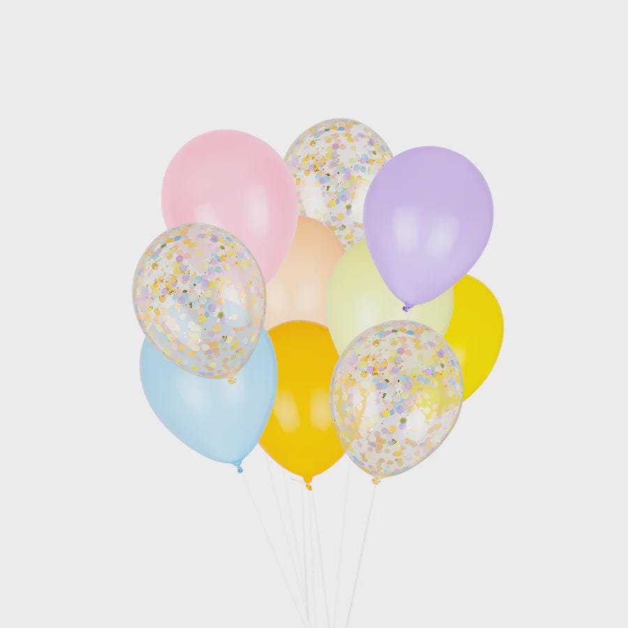 Pastel Balloon Set: Peace & Love Confetti Balloons, Party Decor (12 Pack)