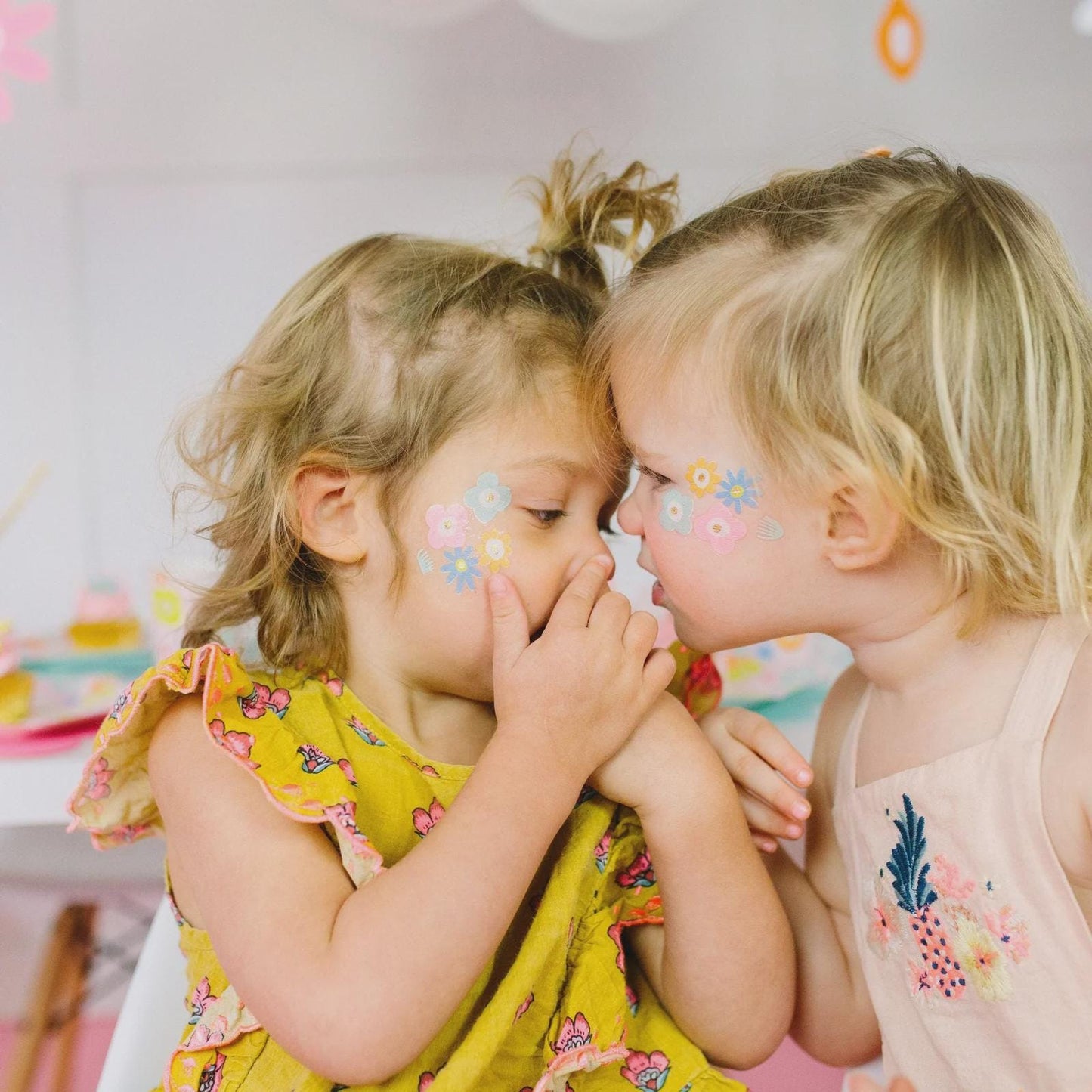 Floral Temporary Tattoos: Gold Foil Flower Decals, Non-Toxic 2-Pack