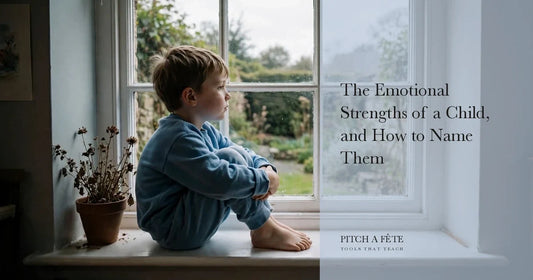 A boy sitting on a windowsill looking out at a garden, a quiet moment for naming the emotional strengths of a child