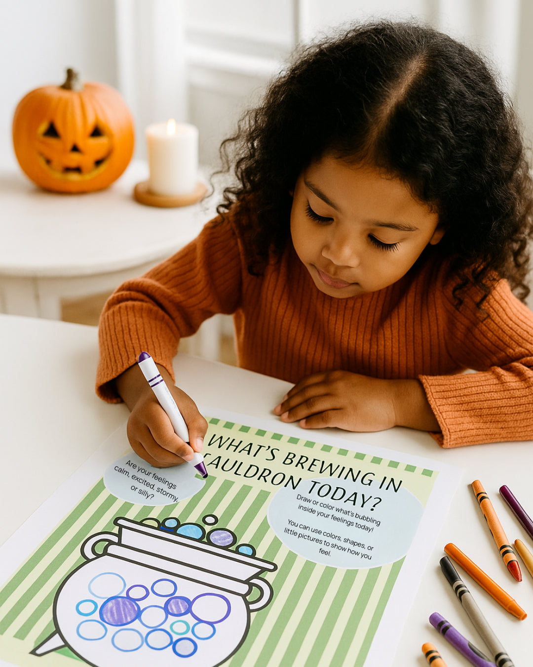 Resting Witch Face StoryPages Emotional-Wellness Printable