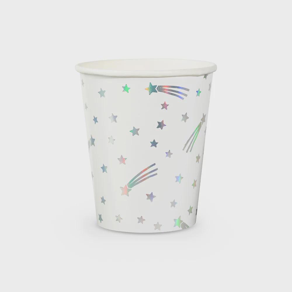 9 oz holographic shooting star cups for hot or cold drinks