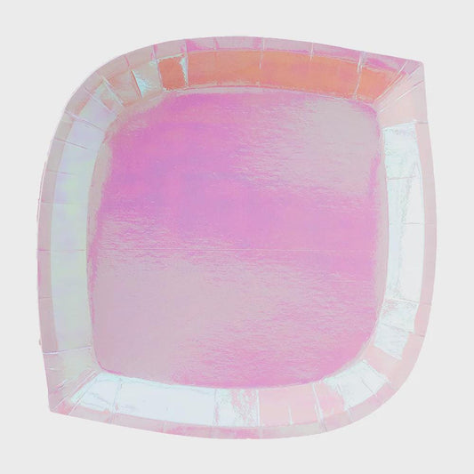 Iridescent Peach Party Charger Plates: Disposable Glam Dinnerware