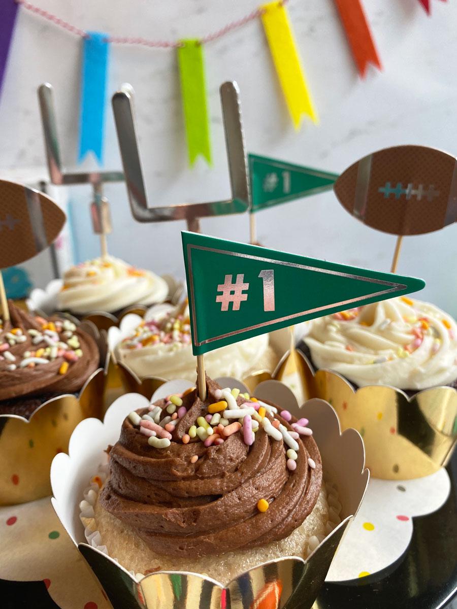 Football Cupcake Toppers: Tailgate Party Decorations, Set of 12
