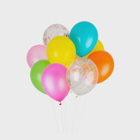 Fiesta Balloon Set: Biodegradable Latex Balloons with Confetti (12 Pack, 11")