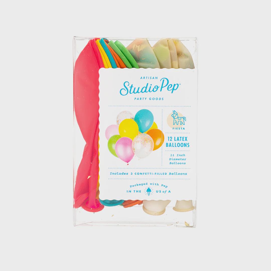 Fiesta Balloon Set: Biodegradable Latex Balloons with Confetti (12 Pack, 11")